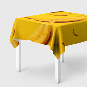 Скатерть 3D с принтом Банановый рай в Белгороде, 100% полиэстер (ткань не мнется и не растягивается) | Размер: 150*150 см | Тематика изображения на принте: банановый | бананы | желтый | кожура | фрукты