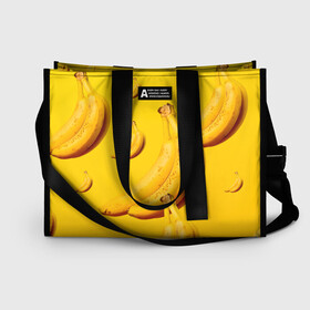 Сумка-шоппер 3D с принтом Банановый рай в Белгороде, 100% полиэстер | застегивается на металлическую кнопку; внутренний карман застегивается на молнию. Стенки укреплены специальным мягким материалом, чтобы защитить содержимое от несильных ударов
 | банановый | бананы | желтый | кожура | фрукты