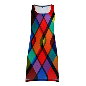 Платье-майка 3D с принтом Симметрия красок в Белгороде, 100% полиэстер | полуприлегающий силуэт, широкие бретели, круглый вырез горловины, удлиненный подол сзади. | арт | красочность | прямоугольник | симметрия | цвета