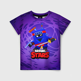 Детская футболка 3D с принтом Ninja Ash Brawl Stars Эш  в Белгороде, 100% гипоаллергенный полиэфир | прямой крой, круглый вырез горловины, длина до линии бедер, чуть спущенное плечо, ткань немного тянется | ash | brawl | brawl stars | brawlstars | brawl_stars | аш | бравл | бравлстарс | эш