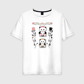 Женская футболка хлопок Oversize с принтом Для детей. Котята в Белгороде, 100% хлопок | свободный крой, круглый ворот, спущенный рукав, длина до линии бедер
 | аппликация | детский узор | для девочек | котята | малышам | милый | украшение
