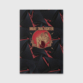 Обложка для паспорта матовая кожа с принтом MUAY THAI FIGHTER в Белгороде, натуральная матовая кожа | размер 19,3 х 13,7 см; прозрачные пластиковые крепления | fighter | muay thai | боец | драки | карате | муай тай | мутай