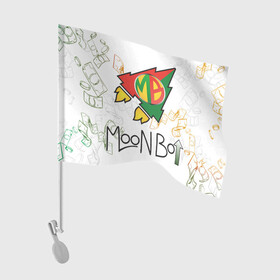 Флаг для автомобиля с принтом Moon bot log + money  в Белгороде, 100% полиэстер | Размер: 30*21 см | Тематика изображения на принте: moonbot | moonbot logo | мунбот + деньги