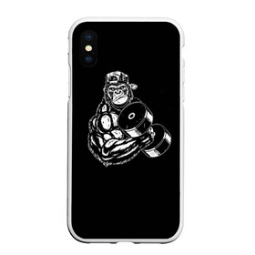 Чехол для iPhone XS Max матовый с принтом Ironmonkey в Белгороде, Силикон | Область печати: задняя сторона чехла, без боковых панелей | fitness | gorilla | gym | monkey | power | sport | strength | горилла | качалка | мощь | сила | спорт | фитнес