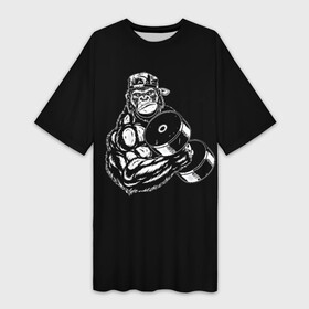 Платье-футболка 3D с принтом Ironmonkey в Белгороде,  |  | fitness | gorilla | gym | monkey | power | sport | strength | горилла | качалка | мощь | сила | спорт | фитнес