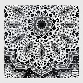 Магнитный плакат 3Х3 с принтом Черно-белый орнамент  в Белгороде, Полимерный материал с магнитным слоем | 9 деталей размером 9*9 см | Тематика изображения на принте: калейдоскоп | круглый орнамент | орнамент | серый | серый и черный | современный | черно белый