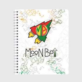 Тетрадь с принтом Moon bot money logo  в Белгороде, 100% бумага | 48 листов, плотность листов — 60 г/м2, плотность картонной обложки — 250 г/м2. Листы скреплены сбоку удобной пружинной спиралью. Уголки страниц и обложки скругленные. Цвет линий — светло-серый
 | moon bot logo | moonbot | мунбот