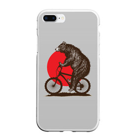Чехол для iPhone 7Plus/8 Plus матовый с принтом Медведь на велосиеде в Белгороде, Силикон | Область печати: задняя сторона чехла, без боковых панелей | вело | велосипед | медведь | солнце | спорт | япония
