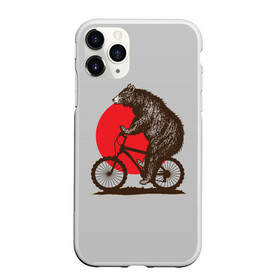 Чехол для iPhone 11 Pro матовый с принтом Медведь на велосиеде в Белгороде, Силикон |  | вело | велосипед | медведь | солнце | спорт | япония