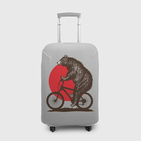 Чехол для чемодана 3D с принтом Медведь на велосиеде в Белгороде, 86% полиэфир, 14% спандекс | двустороннее нанесение принта, прорези для ручек и колес | вело | велосипед | медведь | солнце | спорт | япония