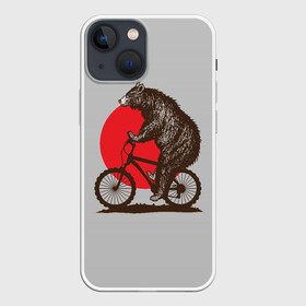 Чехол для iPhone 13 mini с принтом Медведь на велосиеде в Белгороде,  |  | вело | велосипед | медведь | солнце | спорт | япония