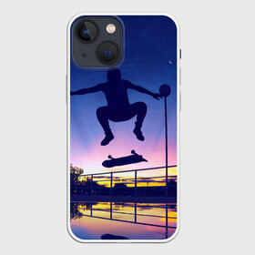 Чехол для iPhone 13 mini с принтом Skateboarding в Белгороде,  |  | board | man | skate | skateboard | skateboarder | skateboarding | sport | street | sunset | доска | закат | скейт | скейтборд | скейтбординг | скейтбордист | спорт | улица | человек