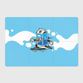 Магнитный плакат 3Х2 с принтом Пачка молока на скейте в Белгороде, Полимерный материал с магнитным слоем | 6 деталей размером 9*9 см | коробка | молоко | молочко | пачка молока | скейт | упаковка