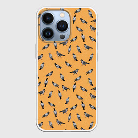 Чехол для iPhone 13 Pro с принтом Голуби паттерн на желтом в Белгороде,  |  | Тематика изображения на принте: голуби | голубь | домашние голуби | желтый | иллюстрация | паттерн | птица | птицы
