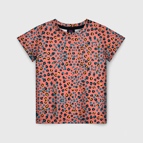 Детская футболка 3D с принтом Леопардовый принт на розовом в Белгороде, 100% гипоаллергенный полиэфир | прямой крой, круглый вырез горловины, длина до линии бедер, чуть спущенное плечо, ткань немного тянется | абстракция | африканский | леопардовые пятна | леопардовый принт | розовый | сафари