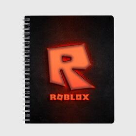 Тетрадь с принтом ROBLOX NEON RED в Белгороде, 100% бумага | 48 листов, плотность листов — 60 г/м2, плотность картонной обложки — 250 г/м2. Листы скреплены сбоку удобной пружинной спиралью. Уголки страниц и обложки скругленные. Цвет линий — светло-серый
 | Тематика изображения на принте: neon | roblox | игра | компьютерная игра | логотип | неон | онлайн | онлайн игра | роблакс | роблокс