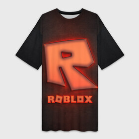 Платье-футболка 3D с принтом ROBLOX NEON RED в Белгороде,  |  | neon | roblox | игра | компьютерная игра | логотип | неон | онлайн | онлайн игра | роблакс | роблокс