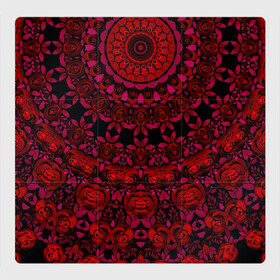 Магнитный плакат 3Х3 с принтом Акварельный калейдоскоп в Белгороде, Полимерный материал с магнитным слоем | 9 деталей размером 9*9 см | женский | калейдоскоп | красный | модный | цветочный узор | черный | этнический