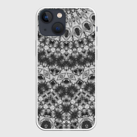 Чехол для iPhone 13 mini с принтом Черно белый круглый узор в Белгороде,  |  | калейдоскоп | мозаика | орнамент | серый | темный | черно белый | этнический