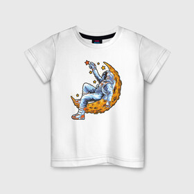 Детская футболка хлопок с принтом Просто космос в Белгороде, 100% хлопок | круглый вырез горловины, полуприлегающий силуэт, длина до линии бедер | австронавт | звезды | космонавт | космос | костюм космонавта | кратер | луна | планета