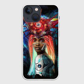 Чехол для iPhone 13 mini с принтом Cyberpunk girl в Белгороде,  |  | волосы | девушка | киберпанк | корона | космос | планета