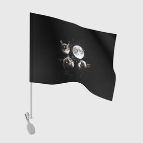 Флаг для автомобиля с принтом ГРУСТНЫЕ ЛУННЫЕ КОТЫ в Белгороде, 100% полиэстер | Размер: 30*21 см | 
