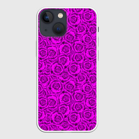 Чехол для iPhone 13 mini с принтом Яркий цветочный неоновый узор в Белгороде,  |  | детский | женский | малиновый | неоновый узор | розы | ярко розовый