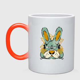 Кружка хамелеон с принтом Безумный кролик в Белгороде, керамика | меняет цвет при нагревании, емкость 330 мл | Тематика изображения на принте: rabbit | безумие | животное | заяц | зверь | крол | кролик | трус