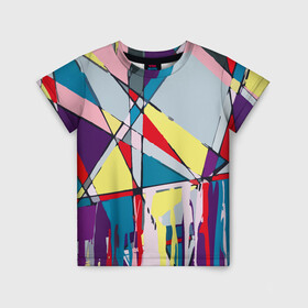 Детская футболка 3D с принтом Cubisme в Белгороде, 100% гипоаллергенный полиэфир | прямой крой, круглый вырез горловины, длина до линии бедер, чуть спущенное плечо, ткань немного тянется | графика. линия | картина | краска | кубизм