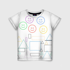 Детская футболка 3D с принтом фигуры в Белгороде, 100% гипоаллергенный полиэфир | прямой крой, круглый вырез горловины, длина до линии бедер, чуть спущенное плечо, ткань немного тянется | forms | rainbow | smiles | squares | triangles | квадраты | радуга | смайлы | треугольники | улыбки
emoticons | фигуры
