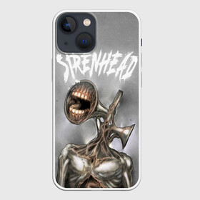 Чехол для iPhone 13 mini с принтом White Siren Head в Белгороде,  |  | Тематика изображения на принте: games | monster | siren head | игры | лес | монстр | сирена | сиреноголовый | страшилка | ужастик | хоррор