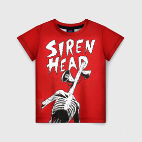 Детская футболка 3D с принтом Red Siren Head в Белгороде, 100% гипоаллергенный полиэфир | прямой крой, круглый вырез горловины, длина до линии бедер, чуть спущенное плечо, ткань немного тянется | Тематика изображения на принте: games | monster | siren head | игры | лес | монстр | сирена | сиреноголовый | страшилка | ужастик | хоррор