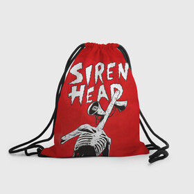 Рюкзак-мешок 3D с принтом Red Siren Head в Белгороде, 100% полиэстер | плотность ткани — 200 г/м2, размер — 35 х 45 см; лямки — толстые шнурки, застежка на шнуровке, без карманов и подкладки | games | monster | siren head | игры | лес | монстр | сирена | сиреноголовый | страшилка | ужастик | хоррор