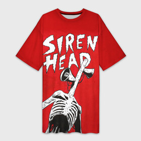 Платье-футболка 3D с принтом Red Siren Head в Белгороде,  |  | games | monster | siren head | игры | лес | монстр | сирена | сиреноголовый | страшилка | ужастик | хоррор