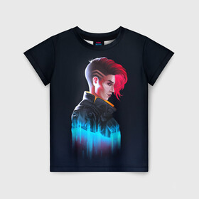 Детская футболка 3D с принтом Cyberpunk Girl в Белгороде, 100% гипоаллергенный полиэфир | прямой крой, круглый вырез горловины, длина до линии бедер, чуть спущенное плечо, ткань немного тянется | art | character | cyberpunk | cyberpunk 2077 | drawing | game | girl | арт | девушка | игра | киберпанк | киберпанк 2077 | персонаж | рисунок