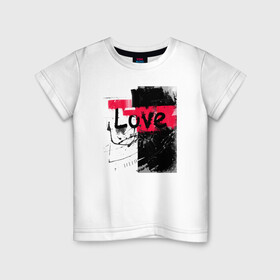 Детская футболка хлопок с принтом Черно-красная Любовь в Белгороде, 100% хлопок | круглый вырез горловины, полуприлегающий силуэт, длина до линии бедер | белый и черный | готический | иллюстрация | картина | красный и черный | мазня | набросок | современный