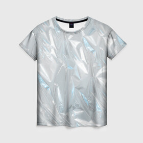 Женская футболка 3D с принтом Голографическая текстура в Белгороде, 100% полиэфир ( синтетическое хлопкоподобное полотно) | прямой крой, круглый вырез горловины, длина до линии бедер | голографическая | голография | метал | паттерн | текстура | текстура метала | тренд | фольга
