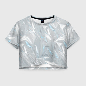 Женская футболка Crop-top 3D с принтом Голографическая текстура в Белгороде, 100% полиэстер | круглая горловина, длина футболки до линии талии, рукава с отворотами | голографическая | голография | метал | паттерн | текстура | текстура метала | тренд | фольга
