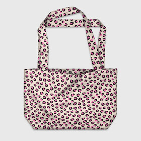 Пляжная сумка 3D с принтом Леопардовый принт розовый в Белгороде, 100% полиэстер | застегивается на металлическую кнопку; внутренний карман застегивается на молнию. Стенки укреплены специальным мягким материалом, чтобы защитить содержимое от несильных ударов
 | бежевый | леопард | леопардовый принт | молочный цвет | пятнистый | розовый