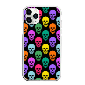 Чехол для iPhone 11 Pro Max матовый с принтом Разноцветные черепа . Готика  в Белгороде, Силикон |  | готический узор | молодежный | разноцветные черепа | современный | черепа | яркий узор