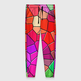Женские брюки 3D с принтом Мозаика цветная в Белгороде, полиэстер 100% | прямой крой, два кармана без застежек по бокам, с мягкой трикотажной резинкой на поясе и по низу штанин. В поясе для дополнительного комфорта — широкие завязки | drawing | figure | mosaic | мозаика | рисунок | фигура