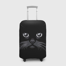 Чехол для чемодана 3D с принтом Кот Журбей в Белгороде, 86% полиэфир, 14% спандекс | двустороннее нанесение принта, прорези для ручек и колес | большие глаза | голова кота | милота. | мордочка | настроение | позитив | усики | черный
