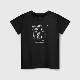 Детская футболка хлопок с принтом Werewolf / Оборотень в Белгороде, 100% хлопок | круглый вырез горловины, полуприлегающий силуэт, длина до линии бедер | werewolf | животные | зверь | иероглифы | клыки | монстр | оборотень | оскал | хищник