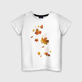 Детская футболка хлопок с принтом Пришла осень золотая  в Белгороде, 100% хлопок | круглый вырез горловины, полуприлегающий силуэт, длина до линии бедер | клен | кленовые листья | листопад | листья | осень
