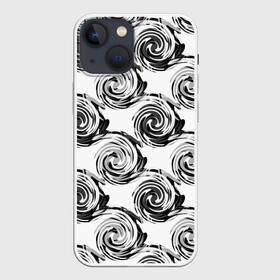 Чехол для iPhone 13 mini с принтом Черно белый абстрактный узор в Белгороде,  |  | абстрактный | винтажный | детский | круги | молодежный | ретро | современный | спирали
