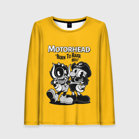 Женский лонгслив 3D с принтом Motorhead x Cuphead в Белгороде, 100% полиэстер | длинные рукава, круглый вырез горловины, полуприлегающий силуэт | alternative | cuphead | metall | motorhead | music | rock | альтернатива | капхэд | лемми | металл | моторхед | моторхэд | музыка | рок