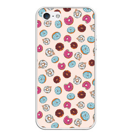 Чехол для iPhone 5/5S матовый с принтом Пончики донаты паттерн в Белгороде, Силикон | Область печати: задняя сторона чехла, без боковых панелей | десерт | донаты | еда | паттерн | пончики | розовый | сладкое | шоколадный
