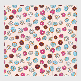 Магнитный плакат 3Х3 с принтом Пончики донаты паттерн в Белгороде, Полимерный материал с магнитным слоем | 9 деталей размером 9*9 см | десерт | донаты | еда | паттерн | пончики | розовый | сладкое | шоколадный