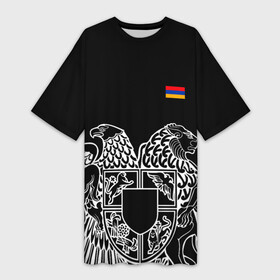 Платье-футболка 3D с принтом Герб Армении и флаг в Белгороде,  |  | армения | герб | лев и орел | лого | символ | флаг | флаг и герб армении