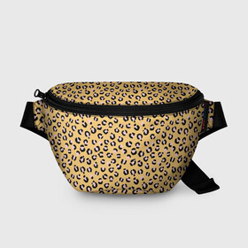 Поясная сумка 3D с принтом Желтый леопардовый принт в Белгороде, 100% полиэстер | плотная ткань, ремень с регулируемой длиной, внутри несколько карманов для мелочей, основное отделение и карман с обратной стороны сумки застегиваются на молнию | желтый | леопардовый принт | паттерн | пятна | пятнистый | розовый | текстура
